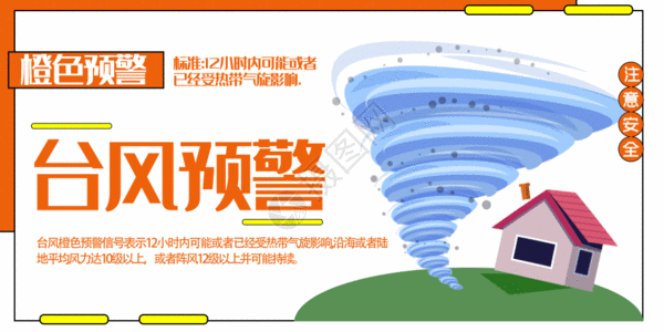 台风橙色预警公众号封面配图GIF图片
