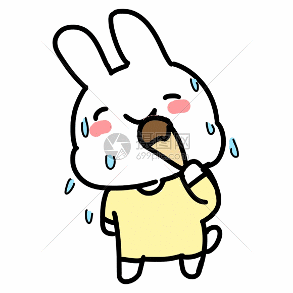 小兔子吃冰淇淋表情包gif图片