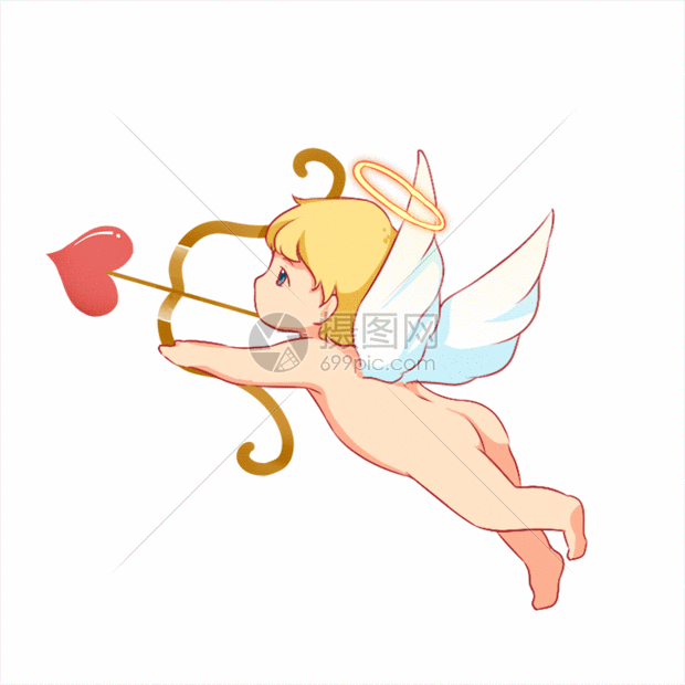 西方情人节小天使射箭的丘比特gif动图