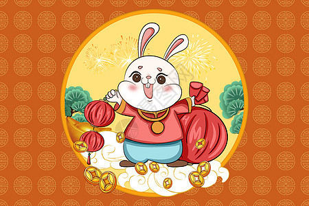 兔年插画背景图片