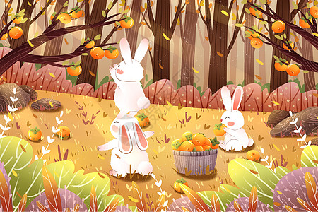 仙兔丰收的立秋插画