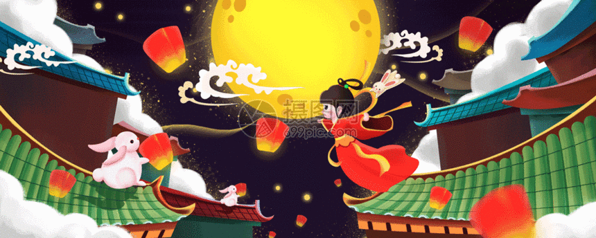 中秋节gif动图图片-正版gif素材401583870-摄图网