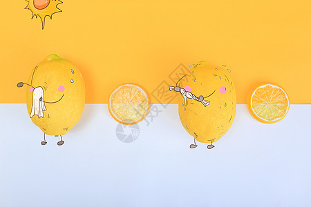 柠檬擦身子创意摄影插画图片