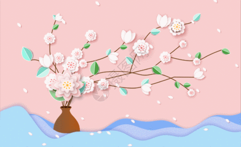 剪纸花卉插画gif动图高清图片
