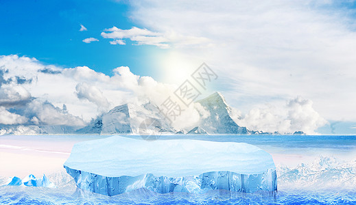 雪山水冰块背景设计图片