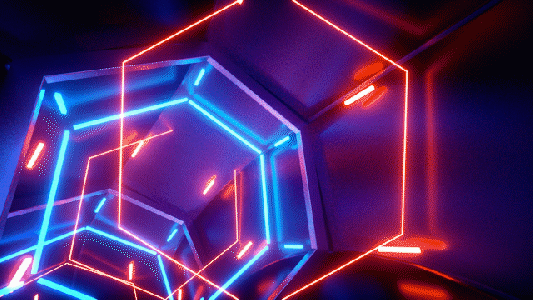霓虹灯光隧道穿梭迷幻三维场景循环动画GIF图片