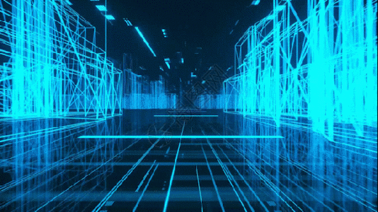 蓝色科技线条科技线条虚拟城市穿梭动态背景gif高清图片