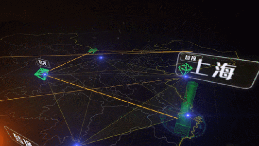 上海经济中心城市辐射全国科技gif图片素材