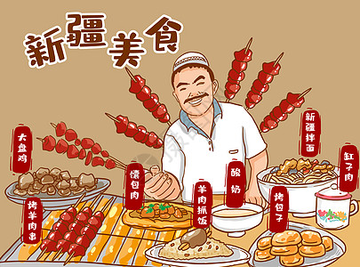 包子卡通新疆美食插画