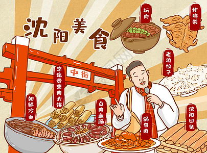 沈阳美食搞笑漫画高清图片