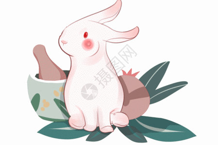 中秋节兔子元素中秋月饼 玉兔GIF高清图片
