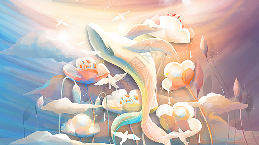梦幻水晶彩色鲸鱼图片