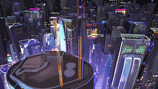 赛博朋克霓虹都市背景图片