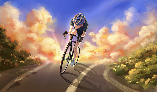 世界骑行日插画图片
