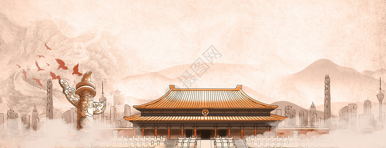 国庆节背景水墨柱子高清图片