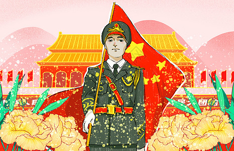 大阅兵绘画作品军人图片