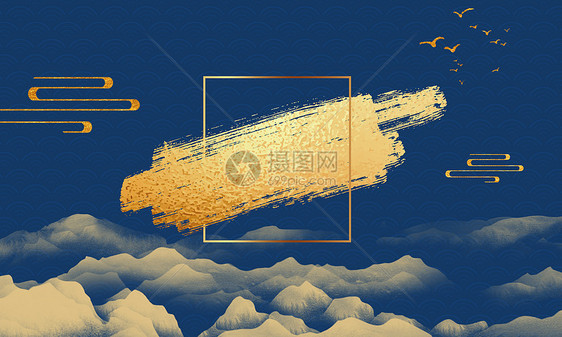 蓝色中国风背景图片