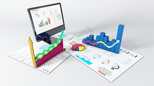 柱形图商务报表场景设计图片