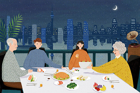 感恩节一家人聚餐背景图片