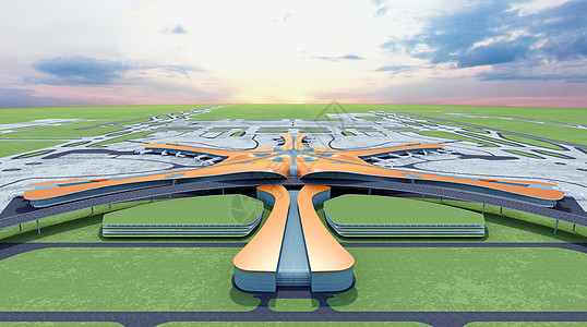 立体北京大兴机场俯视图设计图片