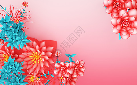 C4D剪纸花朵背景背景图片