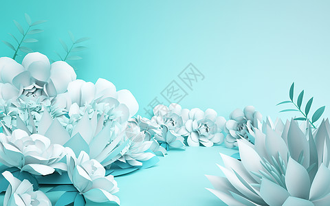 C4D剪纸花朵背景图片