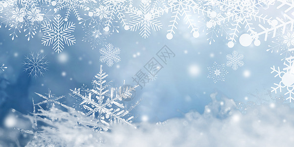 雪花蓝色背景冬日雪花设计图片