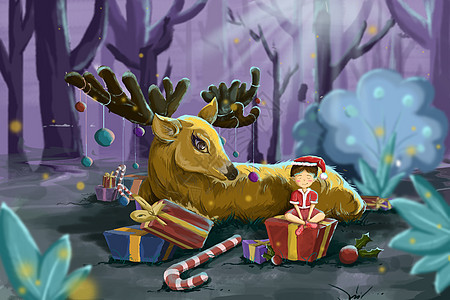 圣诞节迷幻森林图片