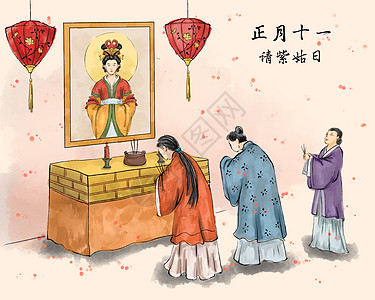春节过年正月十一拜紫姑背景图片