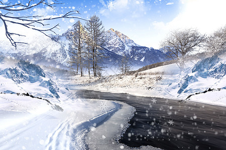 雪景城市雪乡背景设计图片
