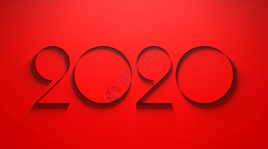 红色剪纸风简约红色2020设计图片