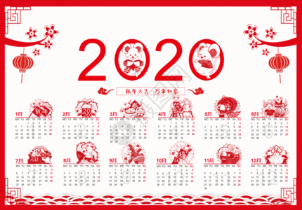 2020年鼠年日历GIF图片