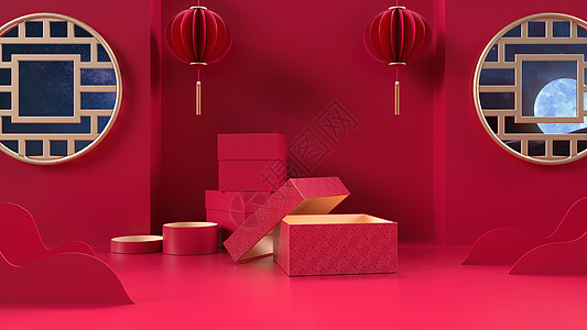 春节电商新年礼盒背景设计图片