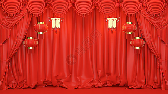 春节红色灯笼新年喜庆背景设计图片
