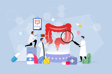 肠胃健康医疗扁平矢量插画图片
