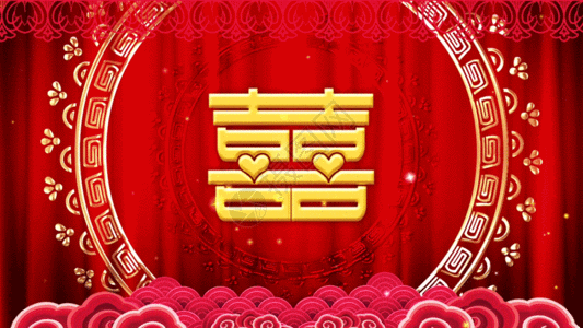中式中国风婚礼喜庆舞台背景GIF图片