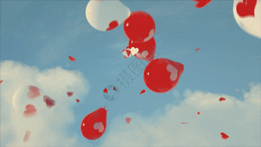 情人节爱心气球背景GIF图片