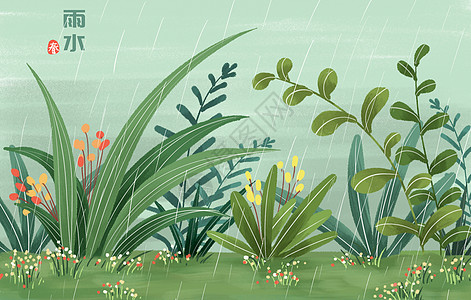 春天雨水插画图片
