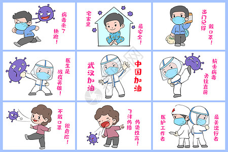 预防新型肺炎病毒卡通表情系列图片