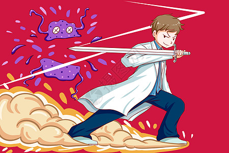 幼儿园疫情图片疫情卡通白衣战士击杀病毒插画