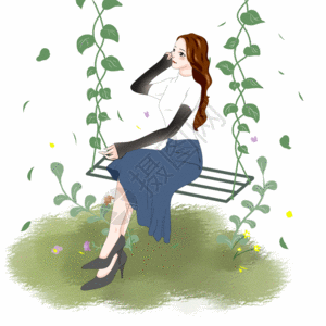 女神荡秋千图片