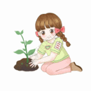 植树节女孩栽种树苗GIF图片