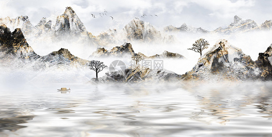 中国风意境水墨山水画图片