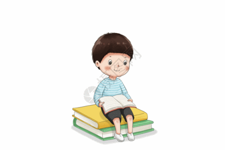 读书的小孩gif图片素材