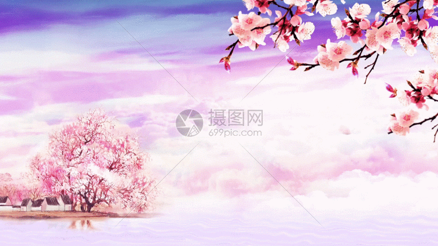 春天唯美桃花背景素材gif动图图片 正版gif素材 摄图网