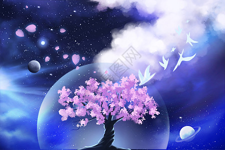 梦幻夜境之永生树背景图片