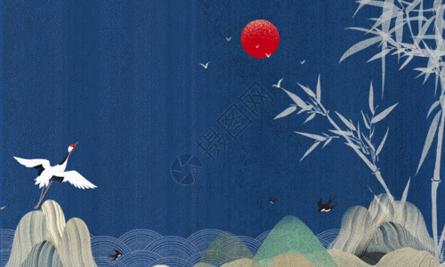 中国风清明节蓝色海报gif图片