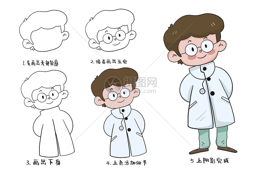 医生简笔画插画图片下载 正版图片 摄图网