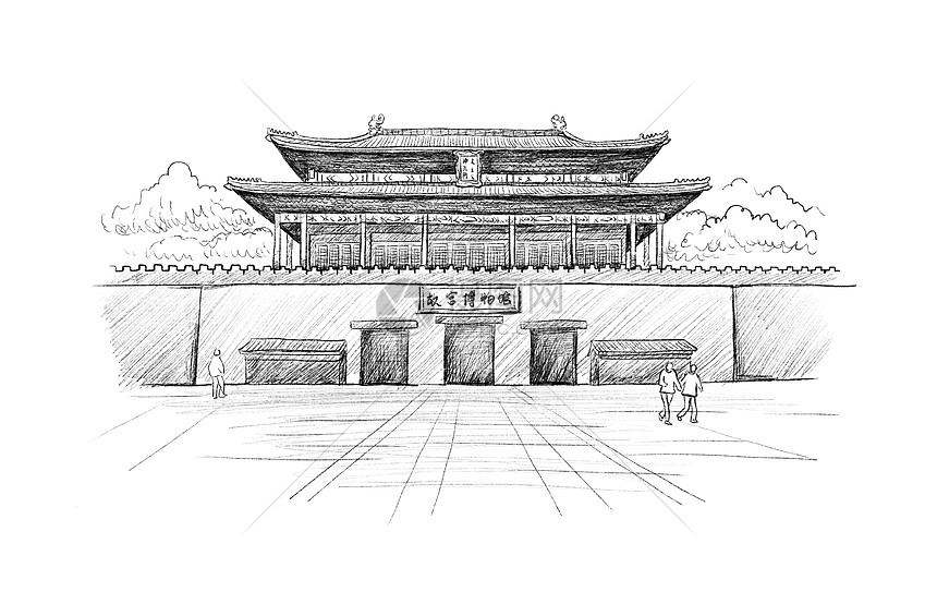 故宫博物院速写插画图片下载-正版图片401692612-摄图网