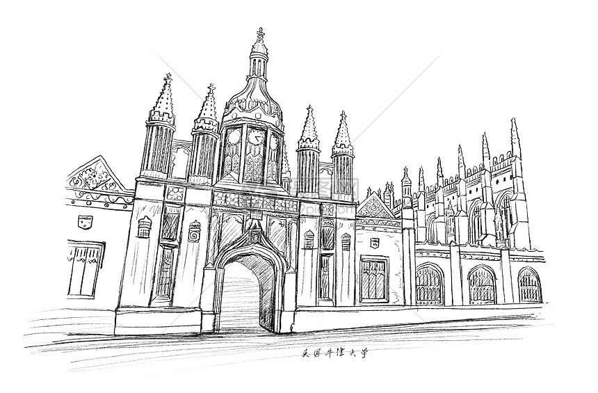 英国牛津大学速写插画图片下载-正版图片401692627-摄图网